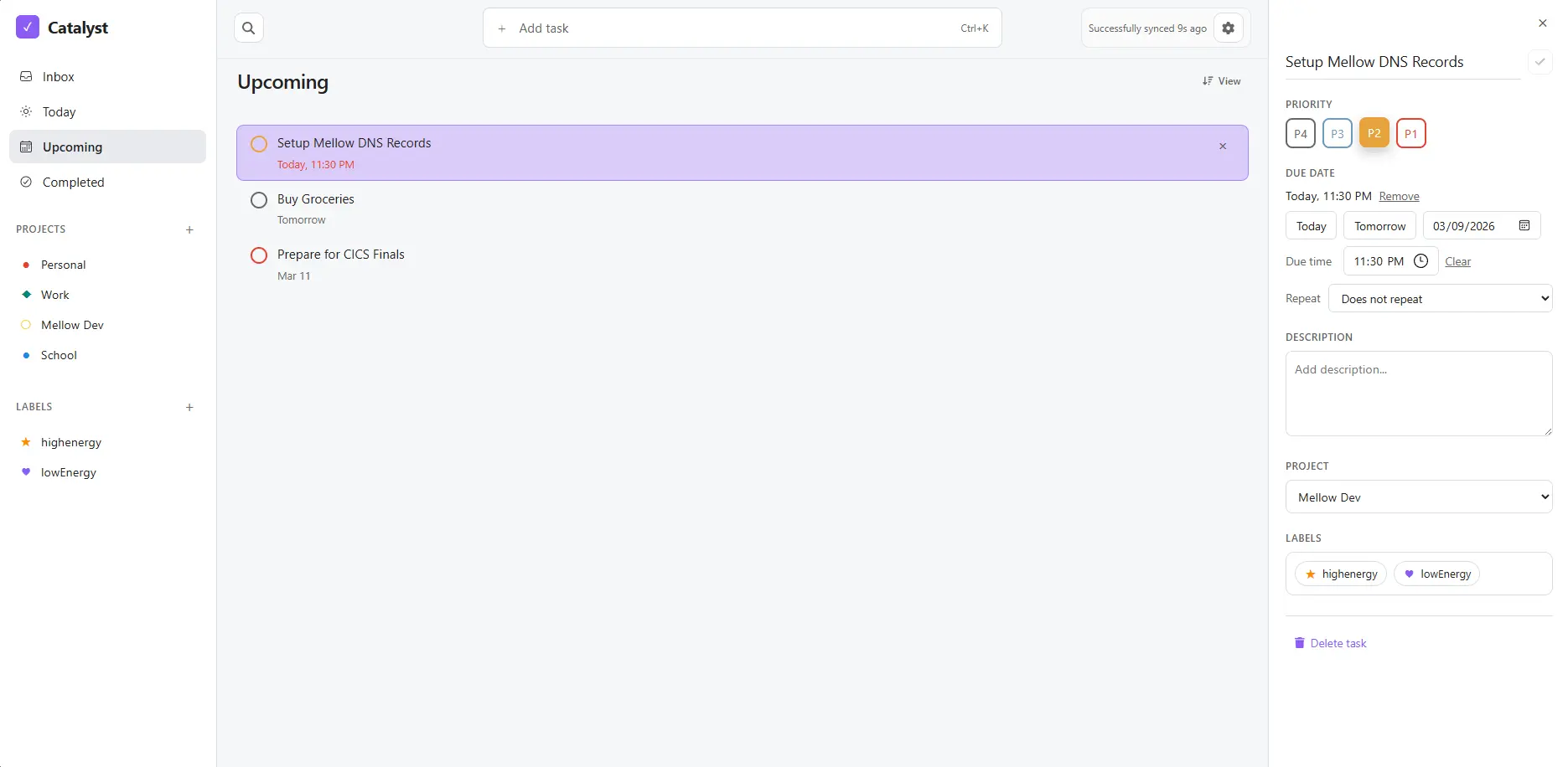 Screenshot of the main interface in Catalyst